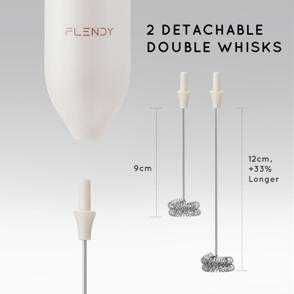 Flendy Rechargeable Milk Frother Handheld, Coffee Frother Handheld with USB-C Charging Stand, Electric Drink Mixer Handheld, Mini Electric Whisk Frother for Coffee, Matcha, etc