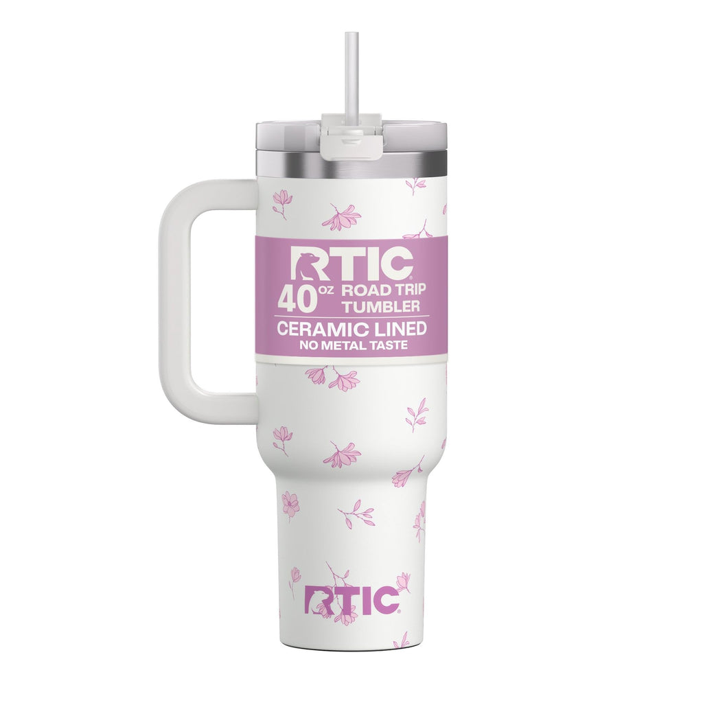 RTIC 40 oz Road Trip Tumbler Double-Walled Cermaic Lined Insulated Stainless Steel Portable Travel Coffee Mug Cup with Lid, Handle and Straw, Trailblazer