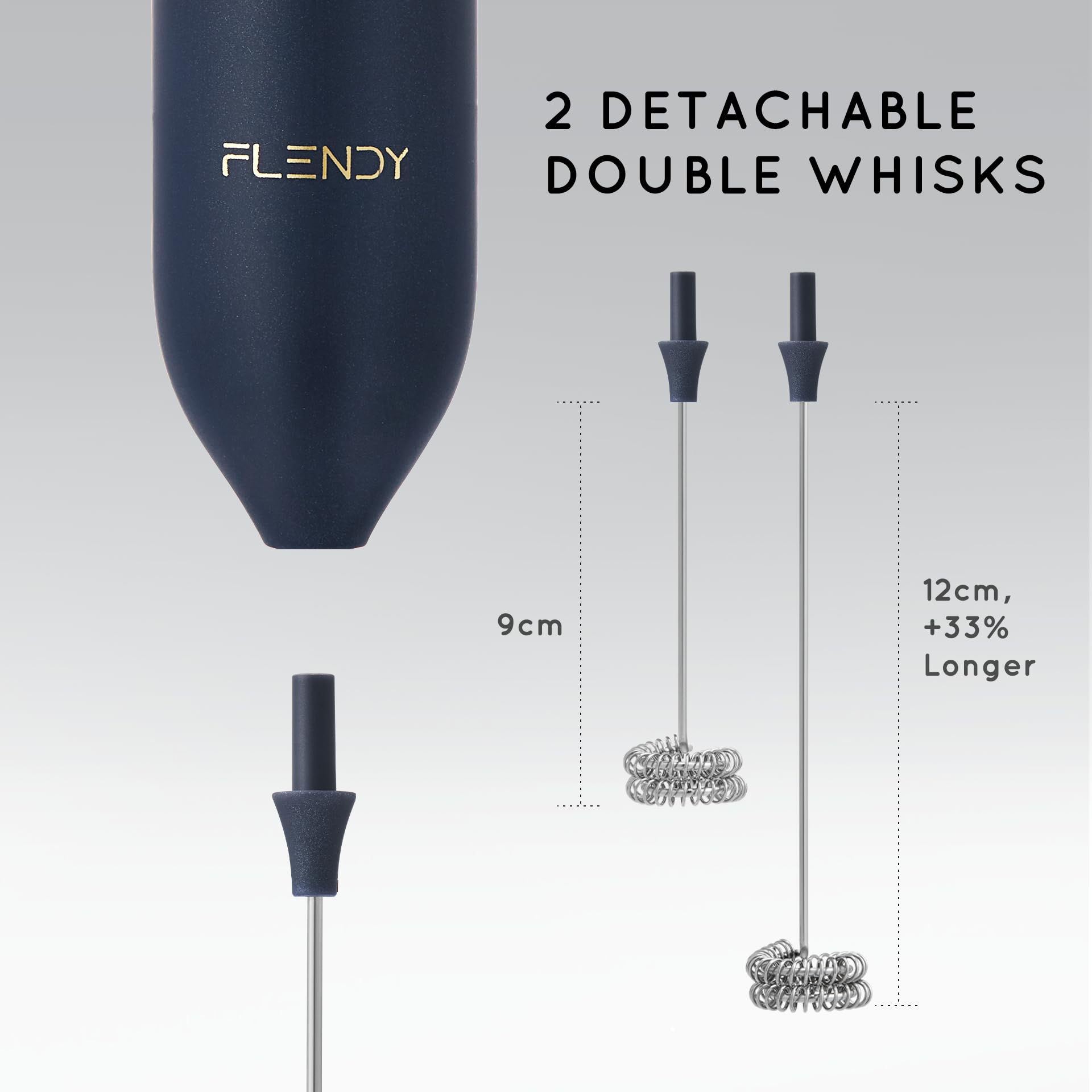 Flendy Rechargeable Milk Frother Handheld, Coffee Frother Handheld with USB-C Charging Stand, Electric Drink Mixer Handheld, Mini Electric Whisk Frother for Coffee, Matcha, etc