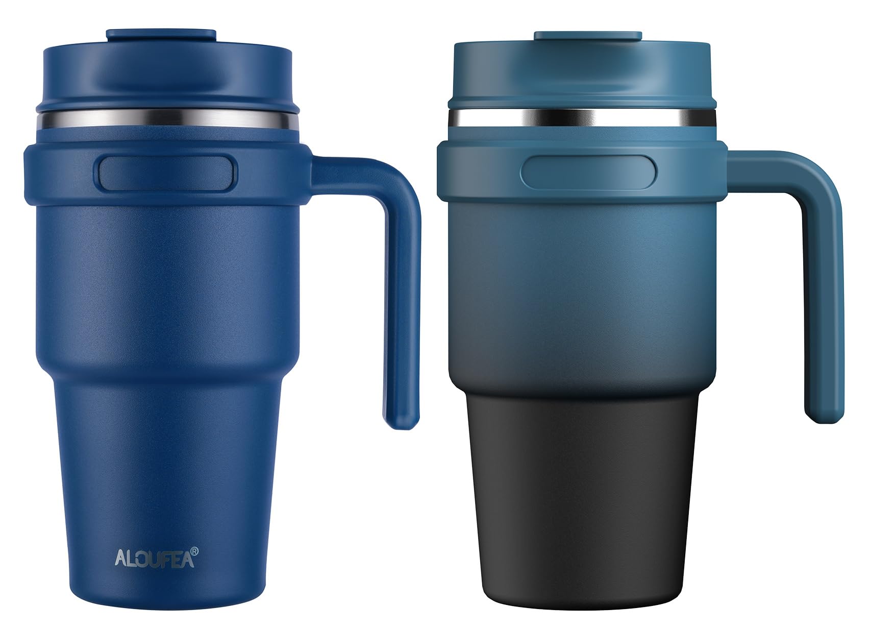 20 oz Insulated Coffee Mug Tumbler with Handle, Stainless Steel Travel Mug Tumbler with Lid and Straw,Double Wall Vacuum Leak Proof Ice Coffee Thermal Cup, Black