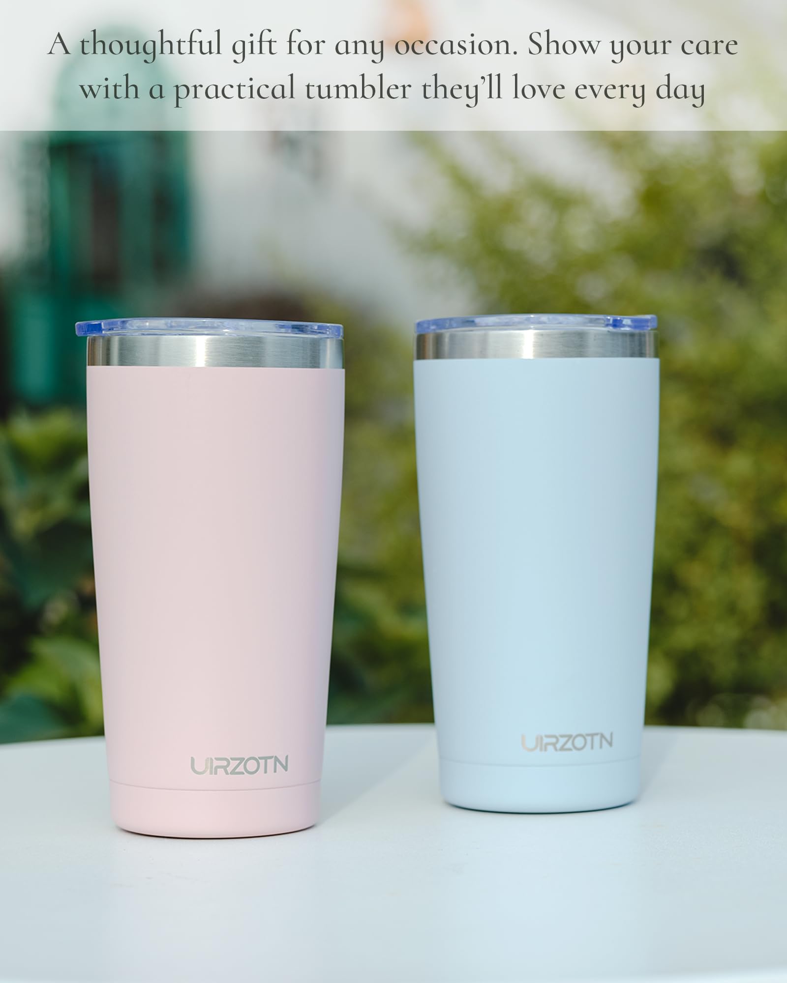 Travel Coffee Tumbler 20oz, Travel Coffee Mug with Dual Lids and Straw, Stainless Steel Double Wall Vacuum Insulated Tumbler for Hot/Iced Drinks (Textured Matte, Navy Blue)