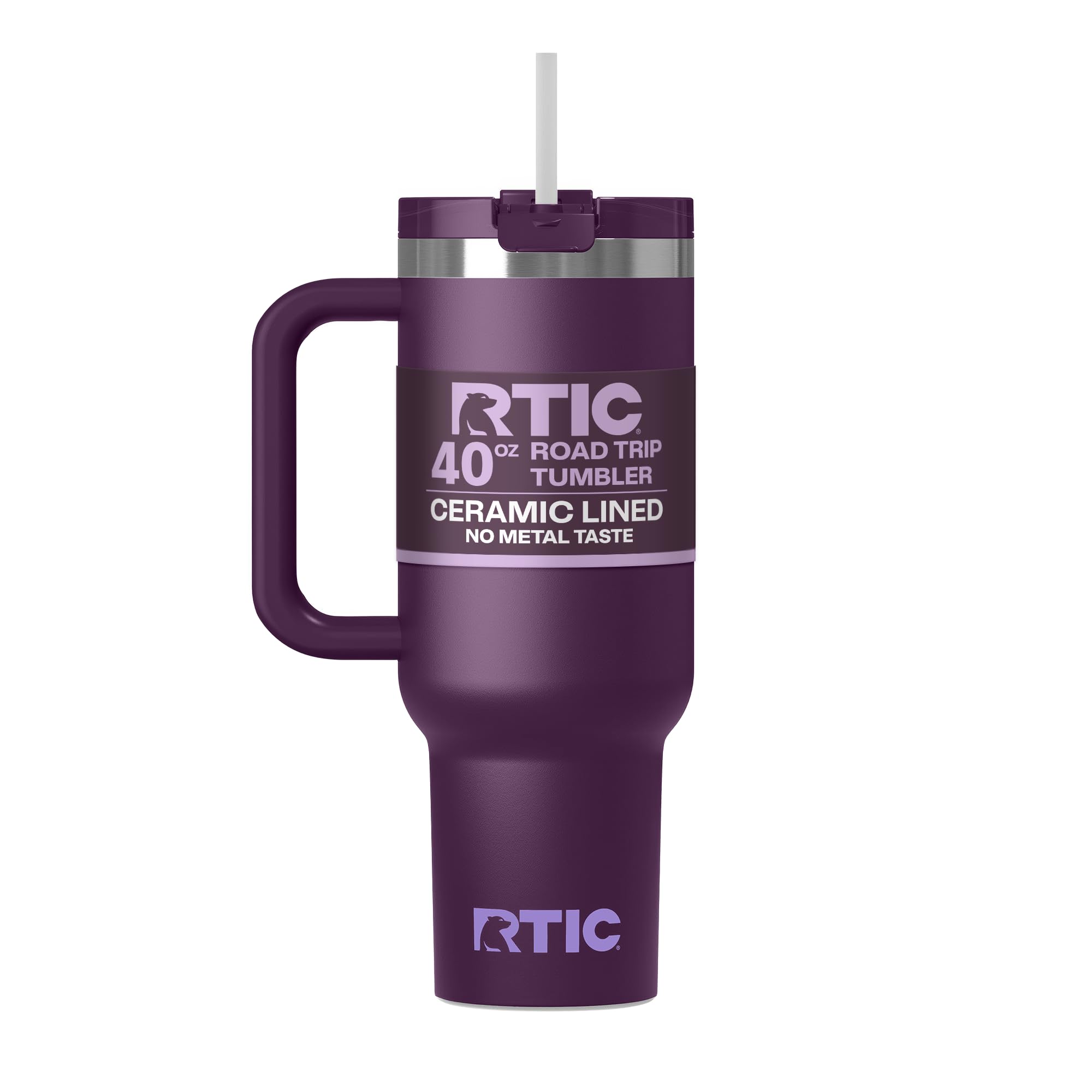 RTIC 40 oz Road Trip Tumbler Double-Walled Cermaic Lined Insulated Stainless Steel Portable Travel Coffee Mug Cup with Lid, Handle and Straw, Trailblazer