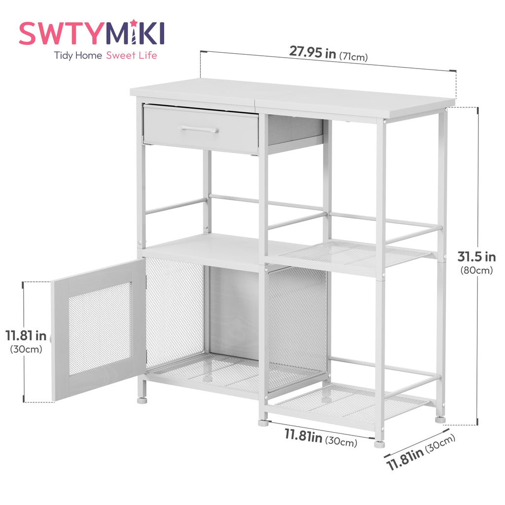 SWTYMIKI Coffee Bar Cabinet for Home - Farmhouse Coffee Stand Station Multi-Purpose Buffet Sideboard Cabinet with Drawers - Kitchen Bar Table for Living Room, Corner, Small Space, Espresso