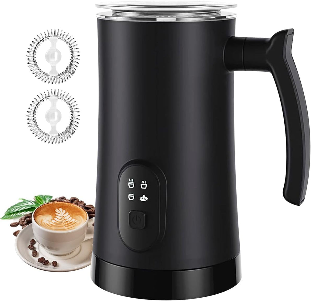 Milk Frother, 4-in-1 Electric Milk Steamer, 350ml/11.8oz Automatic Frother for Coffee, Warm and Cold Foam Maker for Latte, Cappuccino and Hot Chocolate (Black)