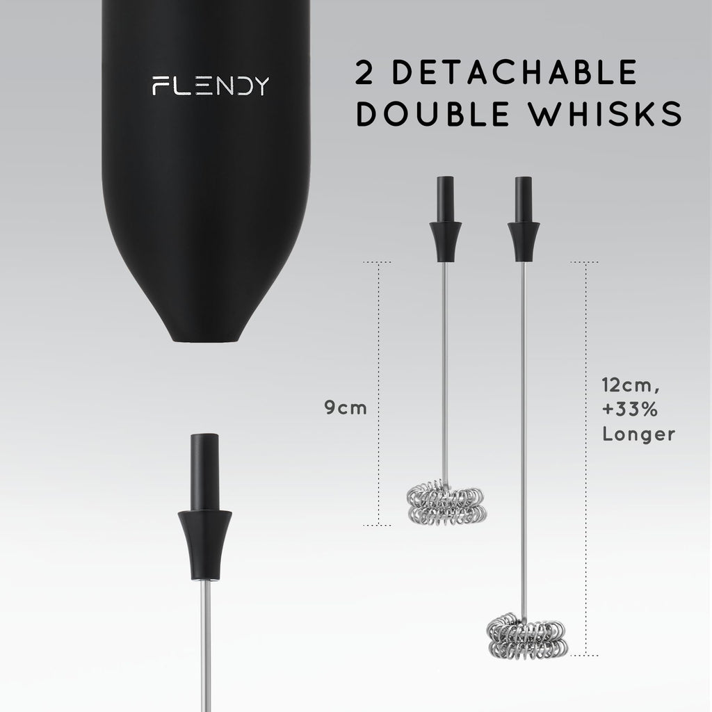 Flendy Rechargeable Milk Frother Handheld, Coffee Frother Handheld with USB-C Charging Stand, Electric Drink Mixer Handheld, Mini Electric Whisk Frother for Coffee, Matcha, etc