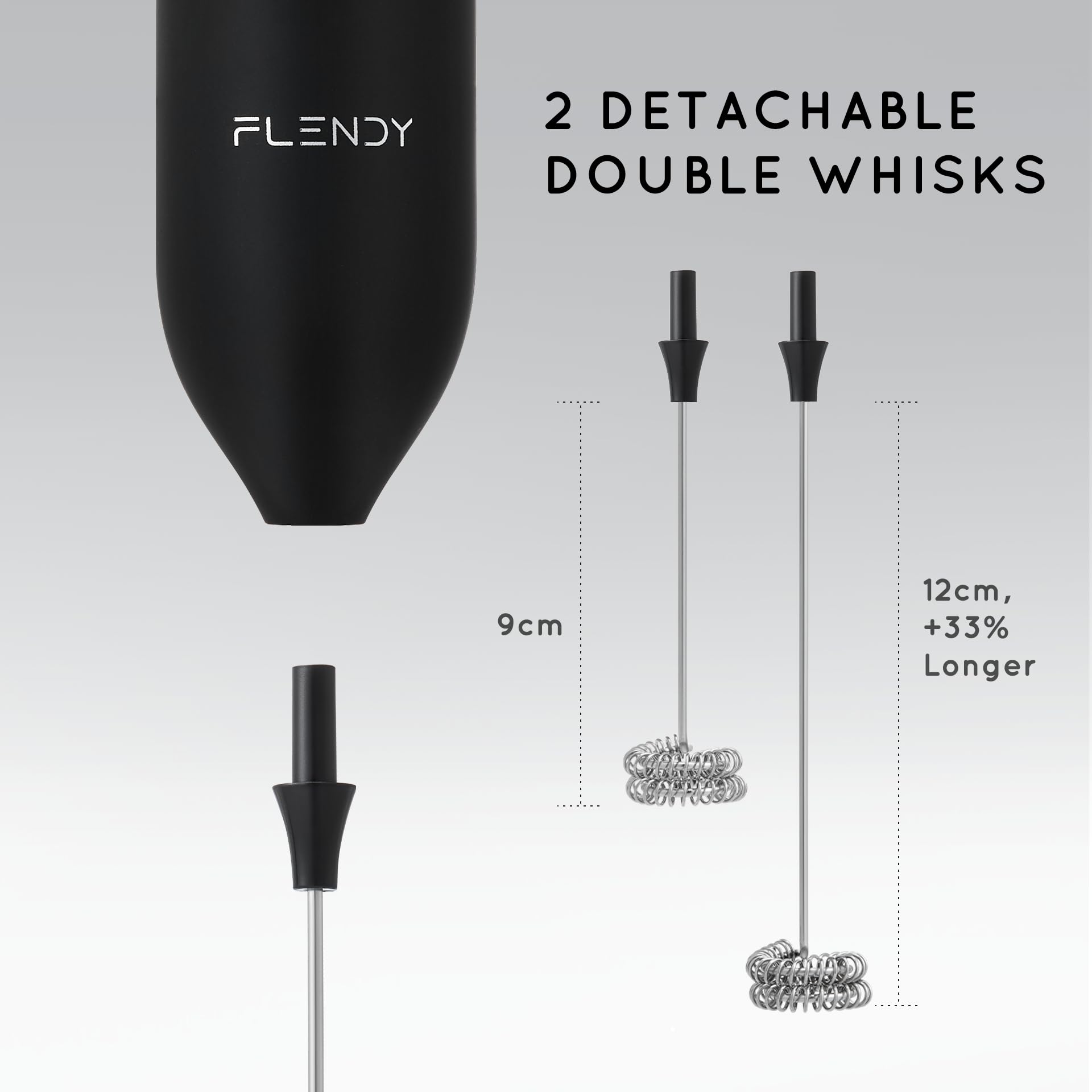 Flendy Rechargeable Milk Frother Handheld, Coffee Frother Handheld with USB-C Charging Stand, Electric Drink Mixer Handheld, Mini Electric Whisk Frother for Coffee, Matcha, etc