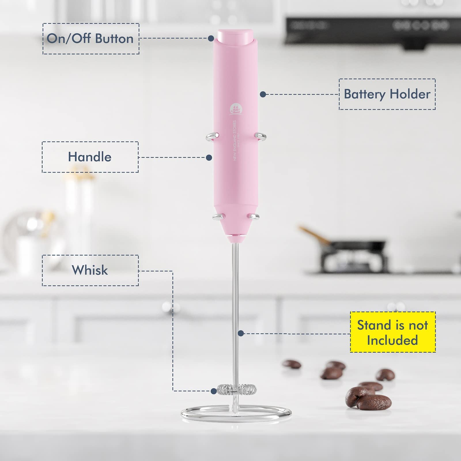 Powerful Milk Frother Handheld Foam Maker, Mini Whisk Drink Mixer for Coffee, Cappuccino, Latte, Matcha, Hot Chocolate, No Stand, Green