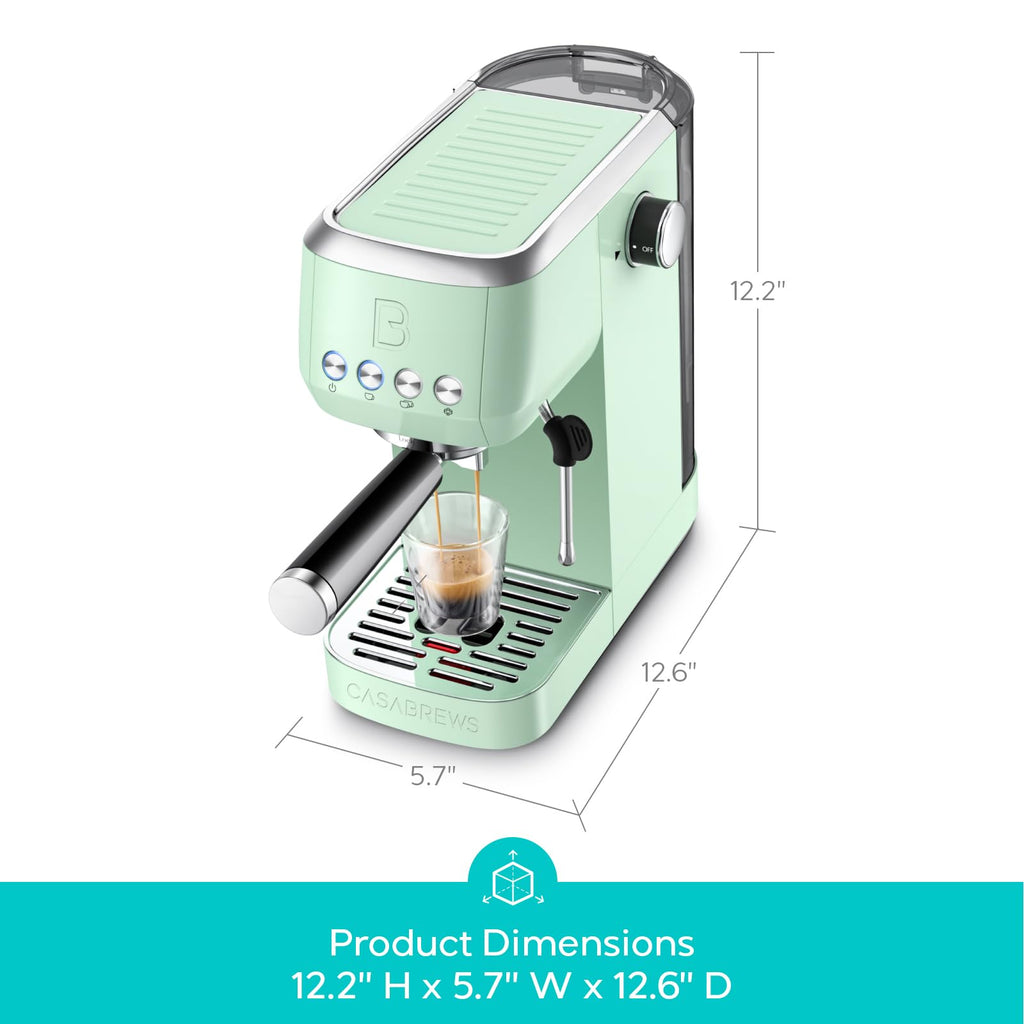 CASABREWS 3700 Essential Espresso Machine 20 Bar, Stainless Steel Cappuccino & Latte Coffee Maker with Steam Frother for Home, 43.9oz Water Tank, Silver