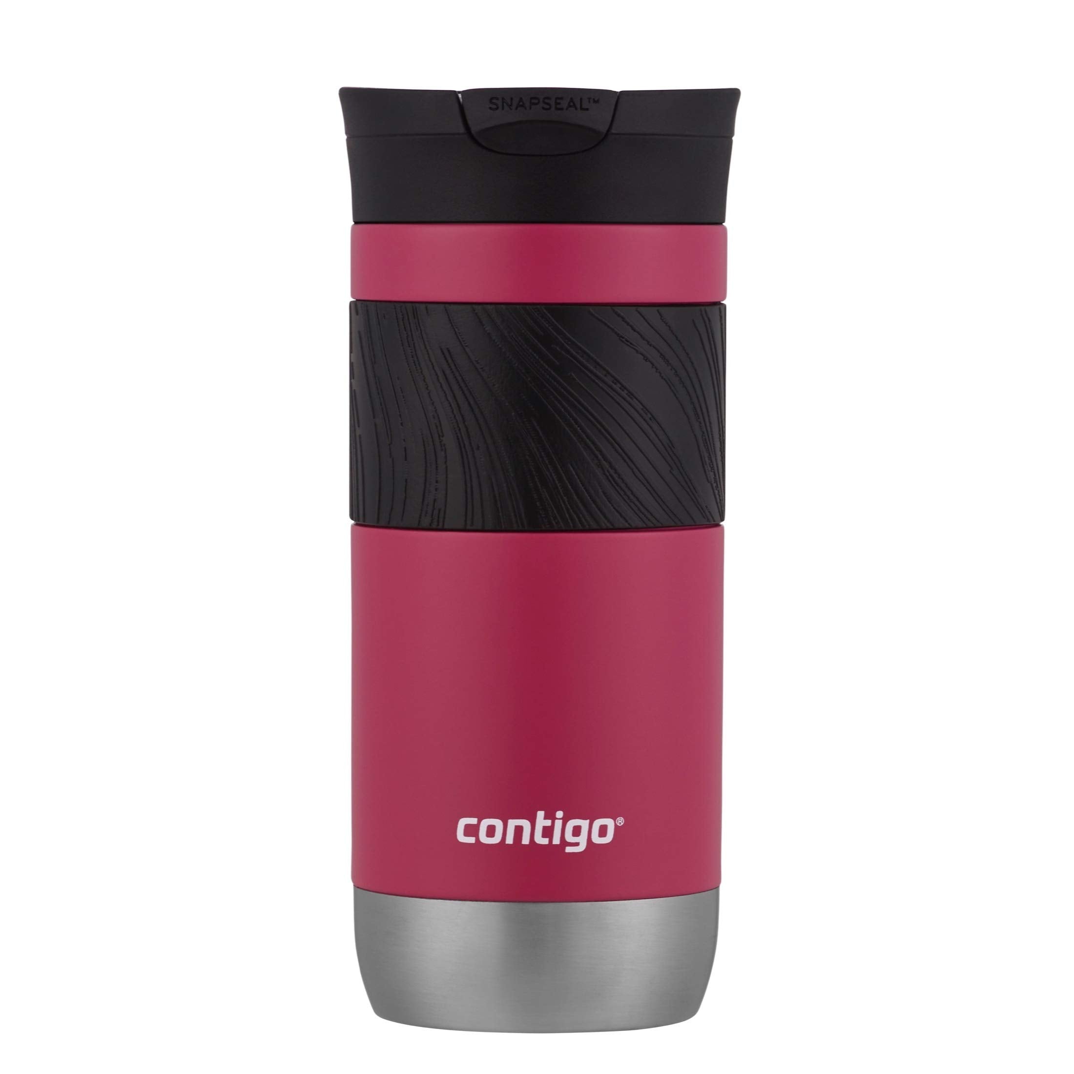 Contigo Byron Vacuum-Insulated Stainless Steel Travel Mug with Leak-Proof Lid Reusable Coffee Mug or Water Bottle BPA-Free 16oz Licorice Keeps Beverages Hot for 6 Hours or Cold for 12 Hours