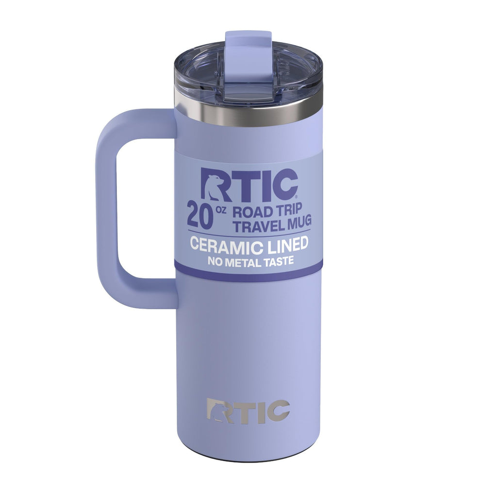 RTIC 20oz Road Trip Travel Mug with Lid and Handle, Ceramic Lined, Insulated, Stainless Steel, Metal, Double Wall Vacuum-Insulation, Portable Coffee, Tea Cup for Hot and Cold Drink, Black