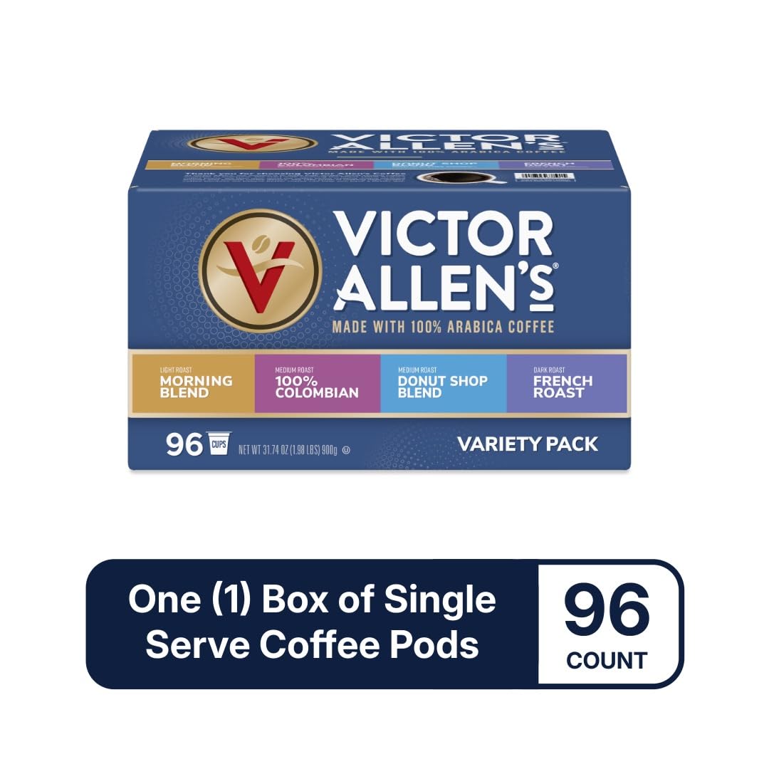Victor Allen's Coffee Variety Pack (Morning Blend, 100% Colombian, Donut Shop Blend, French Roast), 42 Count, Single Serve Coffee Pods for Keurig K-Cup Brewers