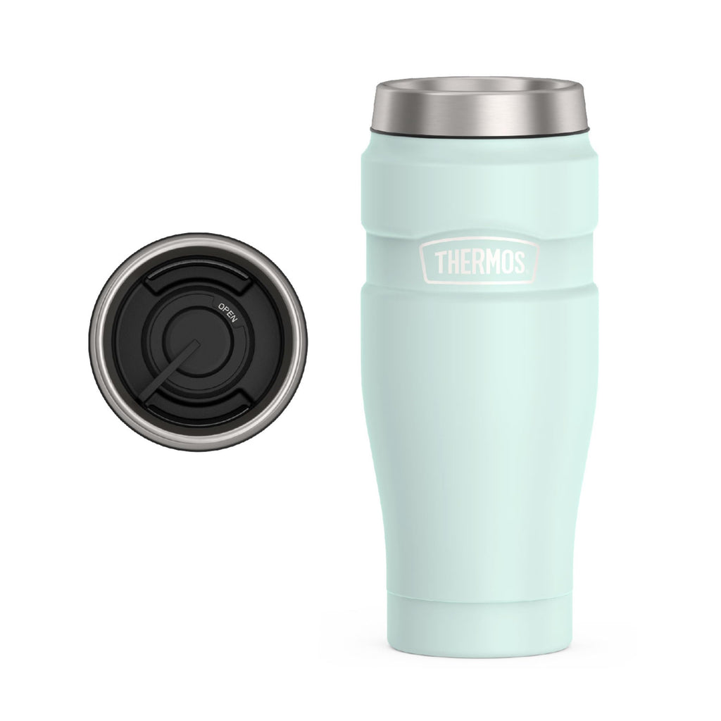 THERMOS Stainless King Vacuum-Insulated Travel Mug with Handle - 16oz, Midnight Blue - Thermos Tumbler for Hot & Cold Drinks - Leak & Sweat-Proof Stainless Steel Coffee Mug with Lid for Commuting