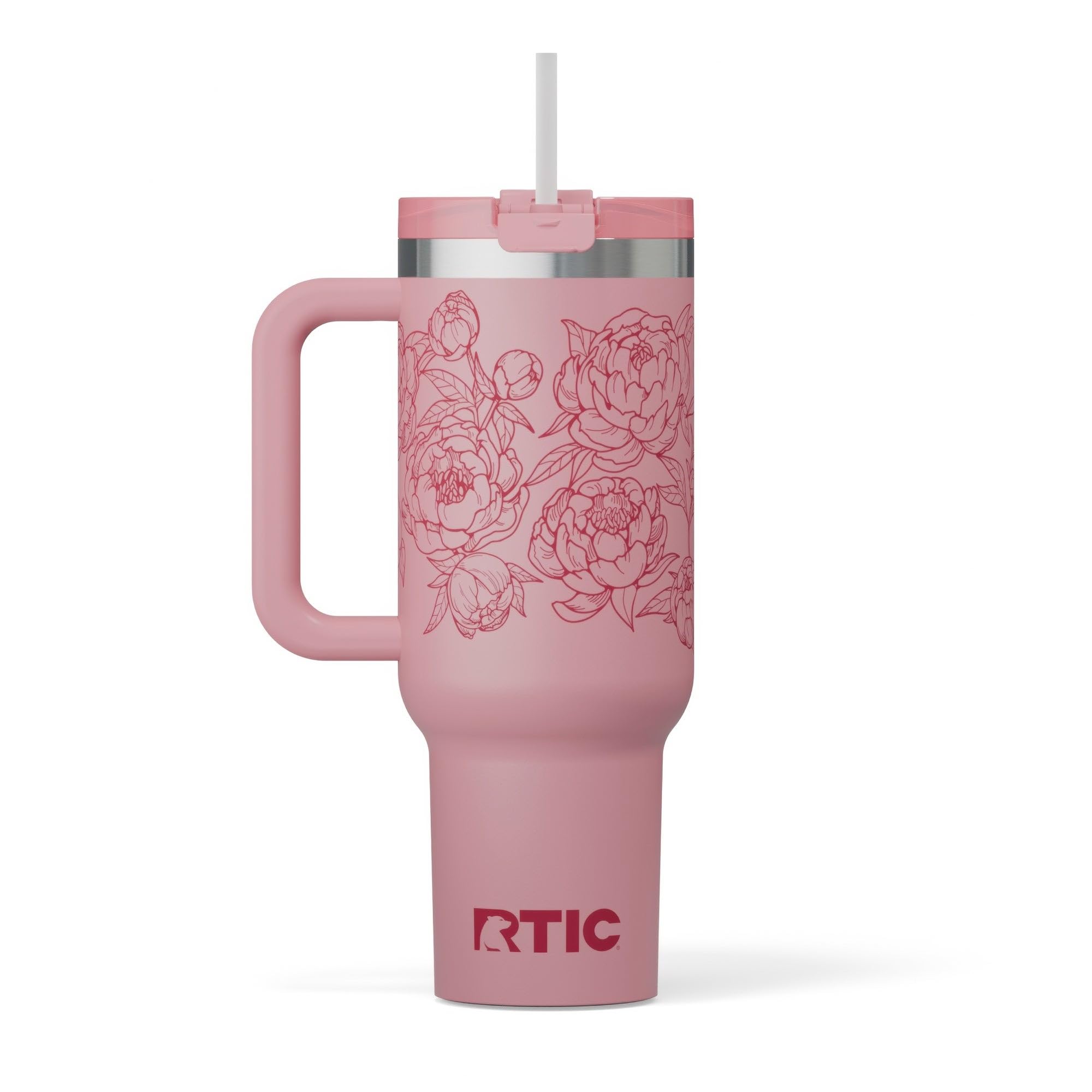 RTIC 40 oz Road Trip Tumbler Double-Walled Cermaic Lined Insulated Stainless Steel Portable Travel Coffee Mug Cup with Lid, Handle and Straw, Trailblazer