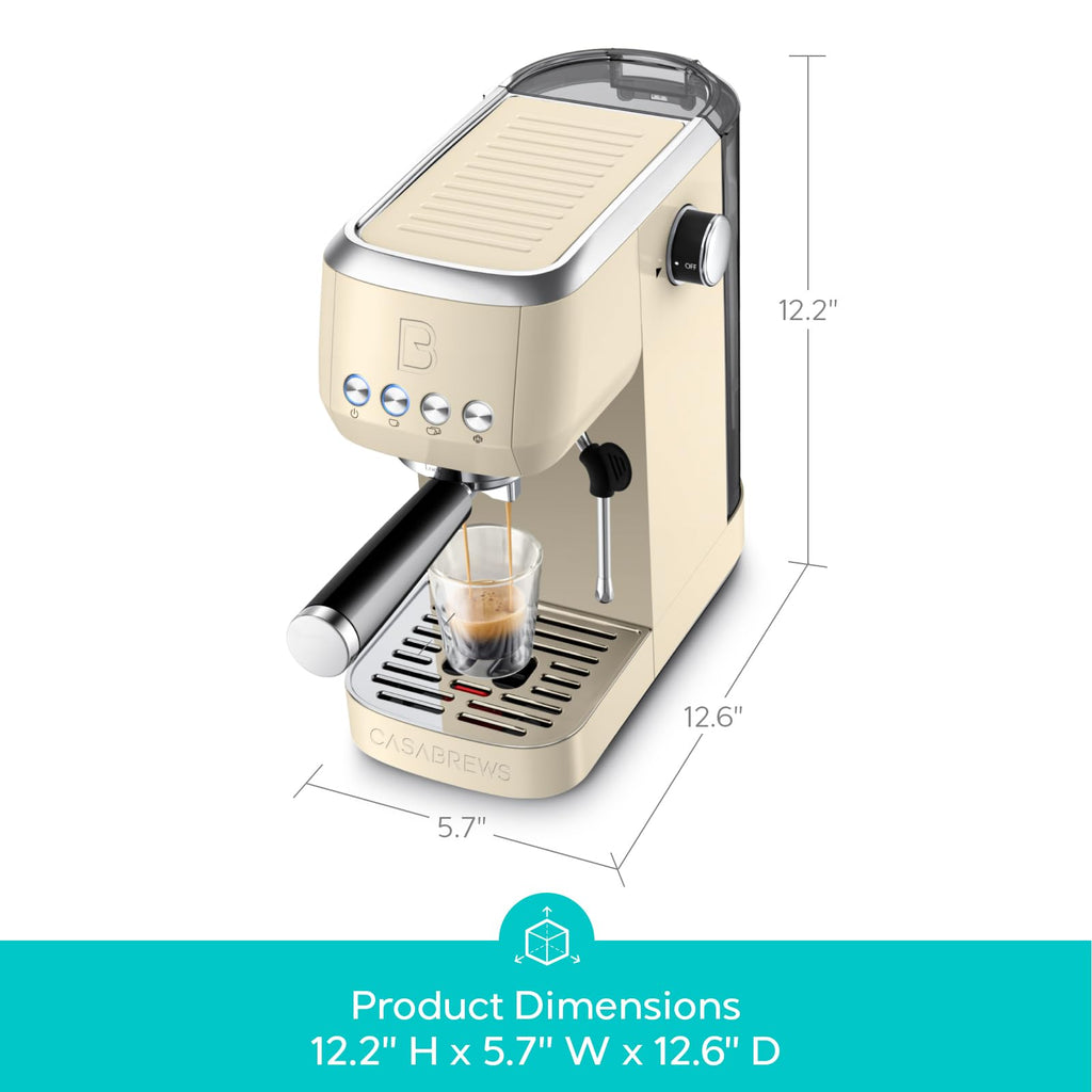 CASABREWS 3700 Essential Espresso Machine 20 Bar, Stainless Steel Cappuccino & Latte Coffee Maker with Steam Frother for Home, 43.9oz Water Tank, Silver