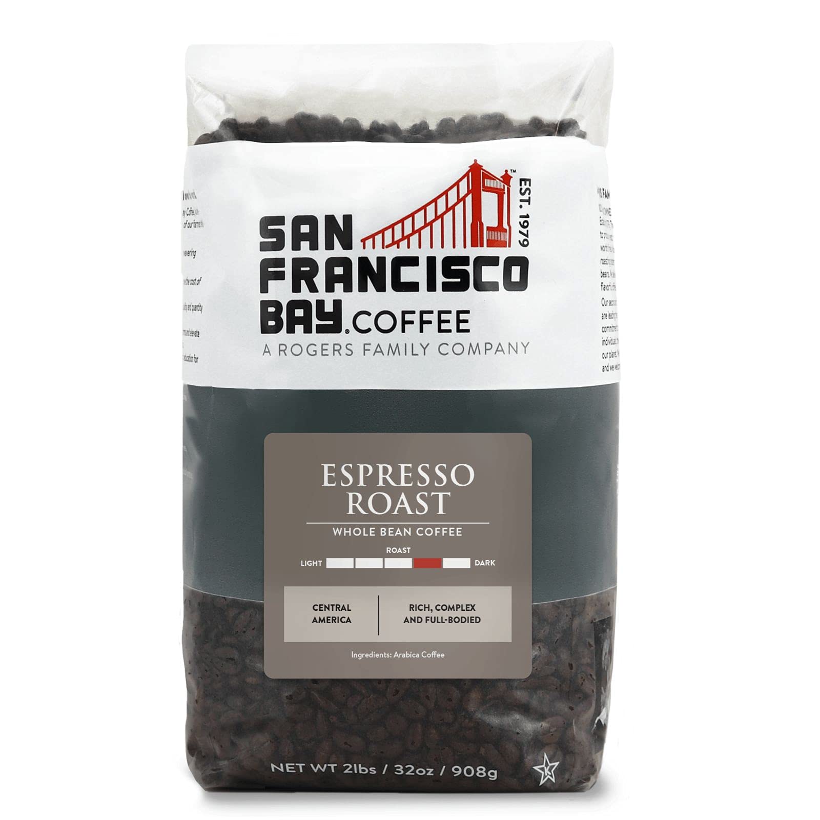 San Francisco Bay Coffee - Medium-Dark Roast Whole Bean Coffee - Fog Chaser (2 lb bag)