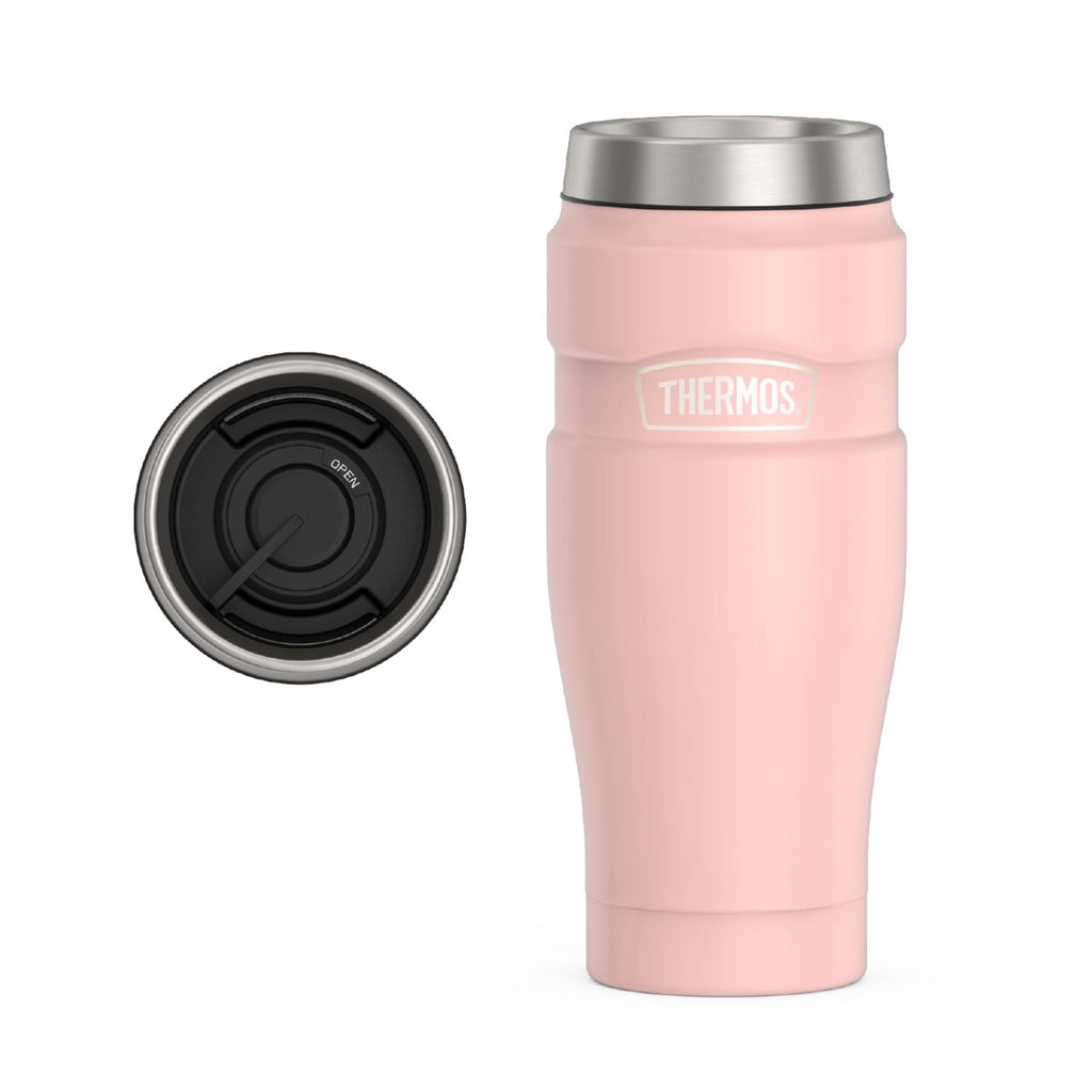 THERMOS Stainless King Vacuum-Insulated Travel Mug with Handle - 16oz, Midnight Blue - Thermos Tumbler for Hot & Cold Drinks - Leak & Sweat-Proof Stainless Steel Coffee Mug with Lid for Commuting