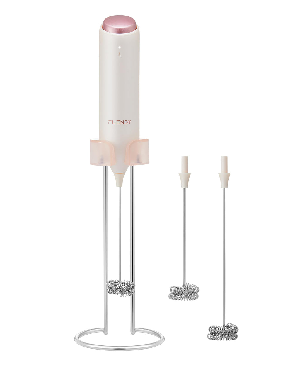 Flendy Rechargeable Milk Frother Handheld, Coffee Frother Handheld with USB-C Charging Stand, Electric Drink Mixer Handheld, Mini Electric Whisk Frother for Coffee, Matcha, etc