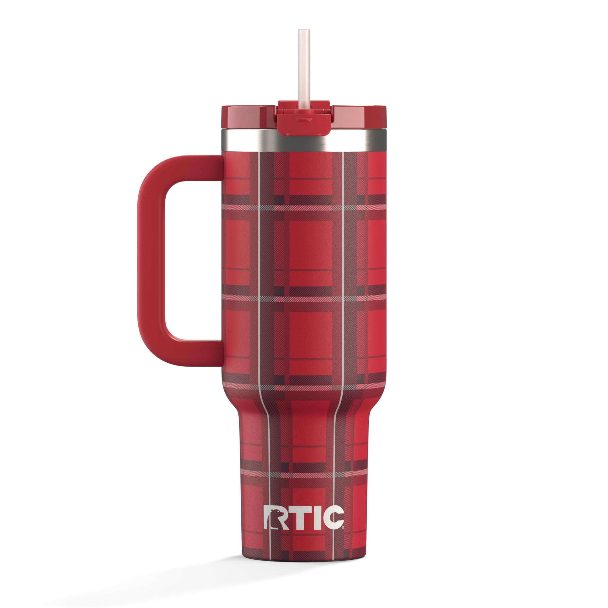 RTIC 40 oz Road Trip Tumbler Double-Walled Cermaic Lined Insulated Stainless Steel Portable Travel Coffee Mug Cup with Lid, Handle and Straw, Trailblazer