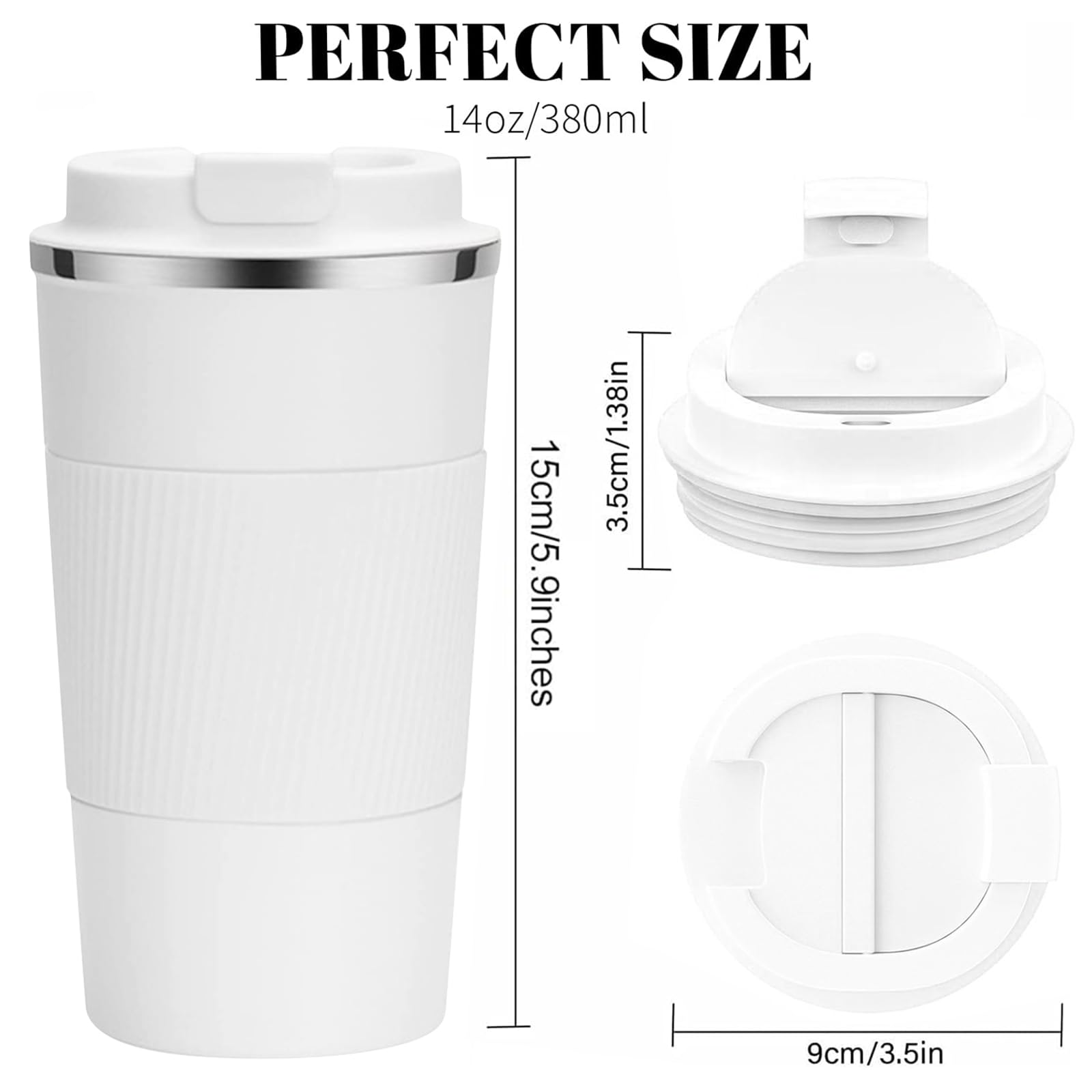 YINBAOGE Insulated Travel Coffee Mug, Spill & Leak Proof, Portable To Go Camping Stainless Steel Coffee Tumbler, Reusable Thermal Coffee Cup with Lid for Hot & Cold Drinks (Black, 12 OZ)