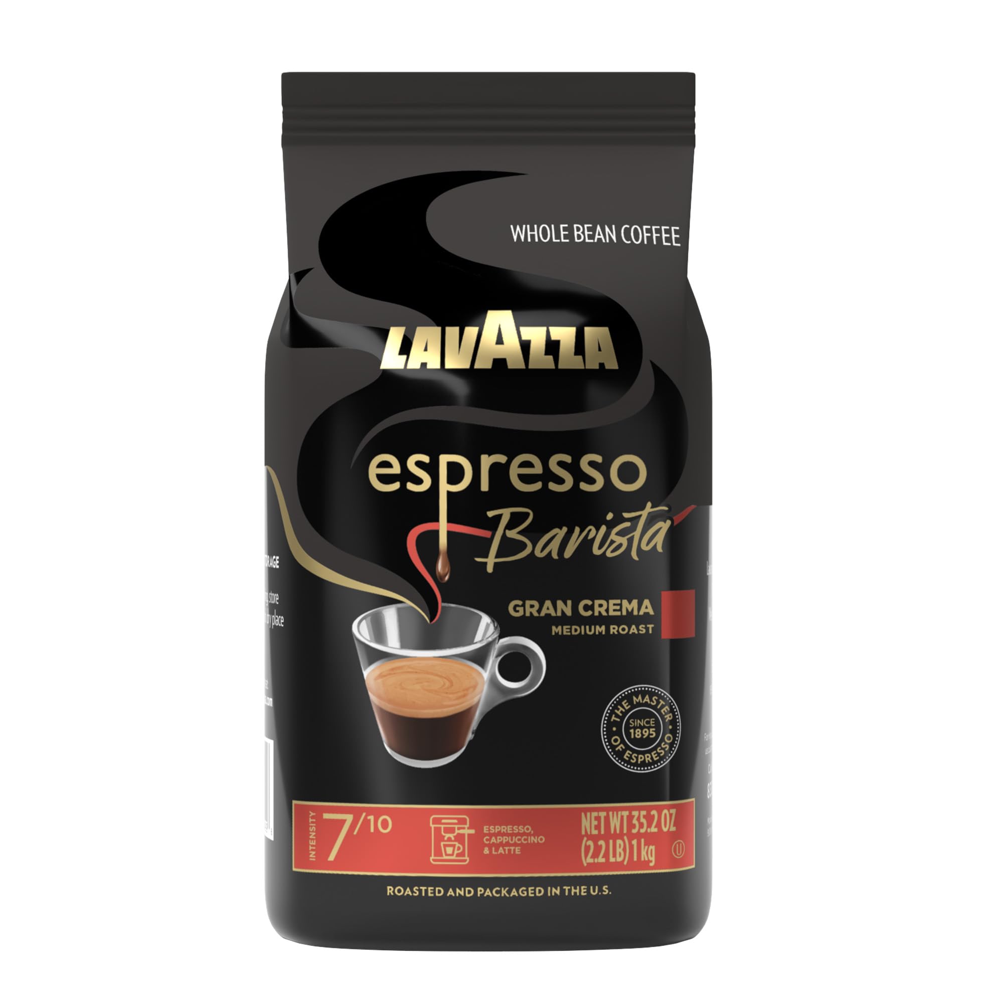 Lavazza Espresso Whole Bean Coffee, Medium Roast, 100% Arabica, 2.2 lb Bag (Pack of 1)