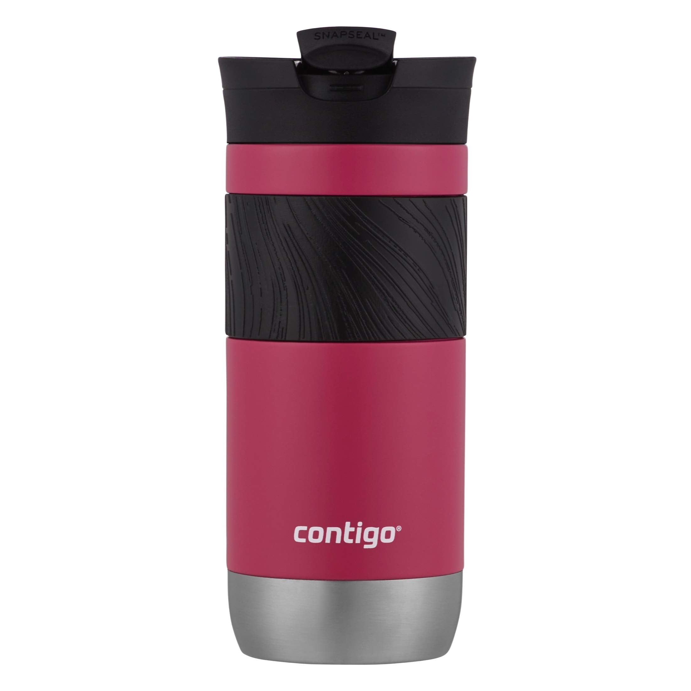 Contigo Byron Vacuum-Insulated Stainless Steel Travel Mug with Leak-Proof Lid Reusable Coffee Mug or Water Bottle BPA-Free 16oz Licorice Keeps Beverages Hot for 6 Hours or Cold for 12 Hours