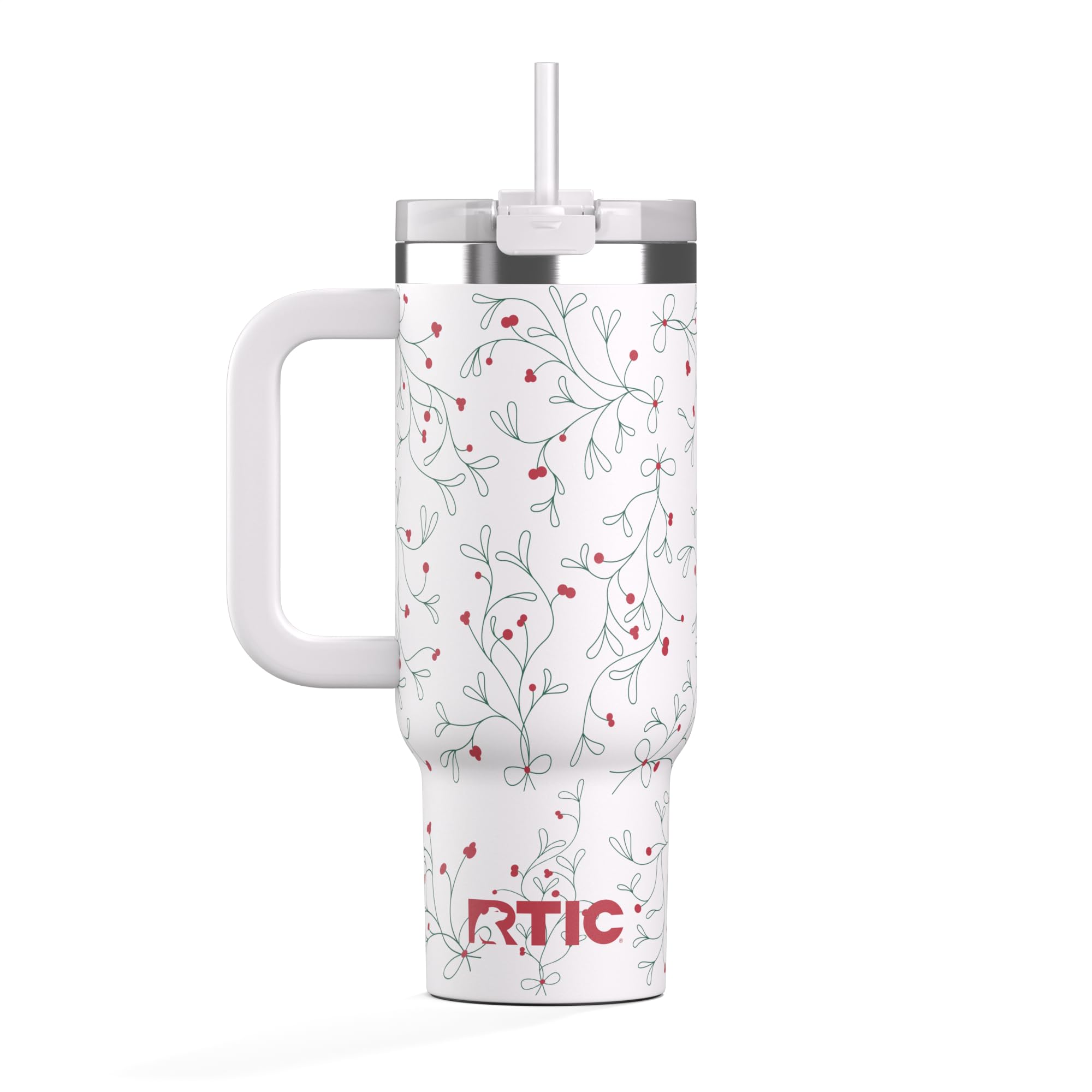 RTIC 40 oz Road Trip Tumbler Double-Walled Cermaic Lined Insulated Stainless Steel Portable Travel Coffee Mug Cup with Lid, Handle and Straw, Trailblazer