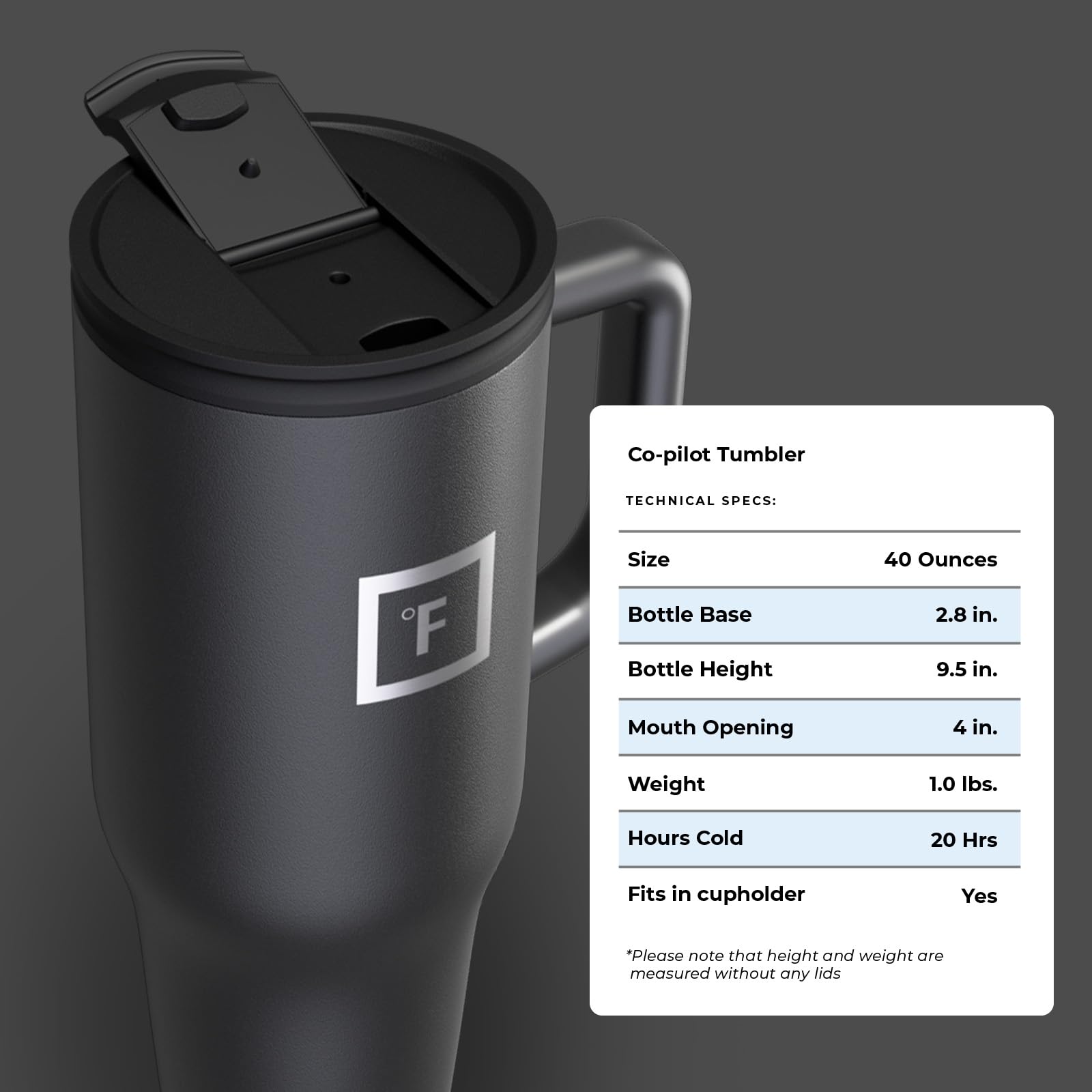 IRON °FLASK Co-Pilot Insulated Mug w/Straw & Flip Cap Lids - Cup Holder Bottle for Hot, Cold Drink - Leak-Proof - Water, Coffee Portable Travel Mug - Aurora, 40 Oz