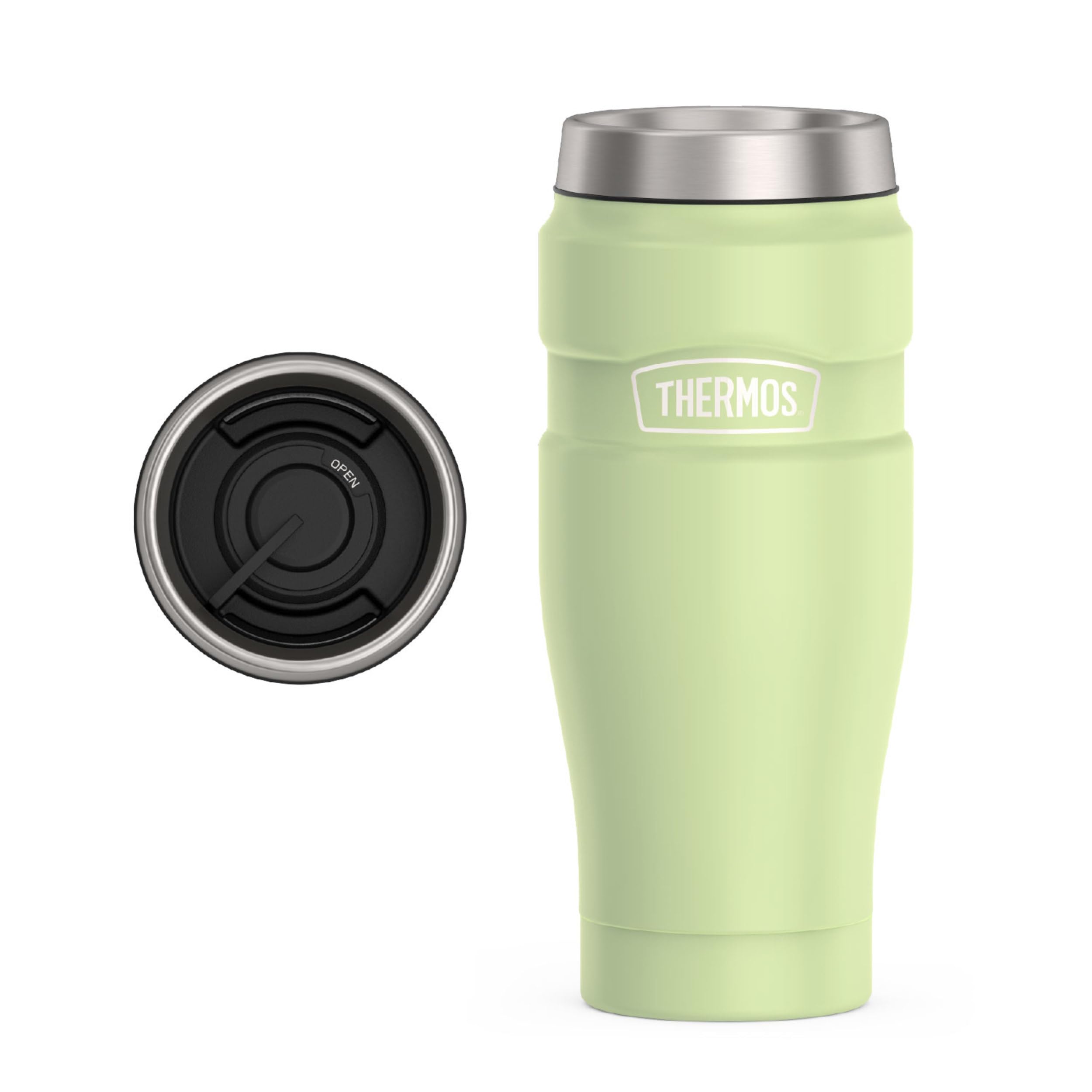 THERMOS Stainless King Vacuum-Insulated Travel Mug with Handle - 16oz, Midnight Blue - Thermos Tumbler for Hot & Cold Drinks - Leak & Sweat-Proof Stainless Steel Coffee Mug with Lid for Commuting