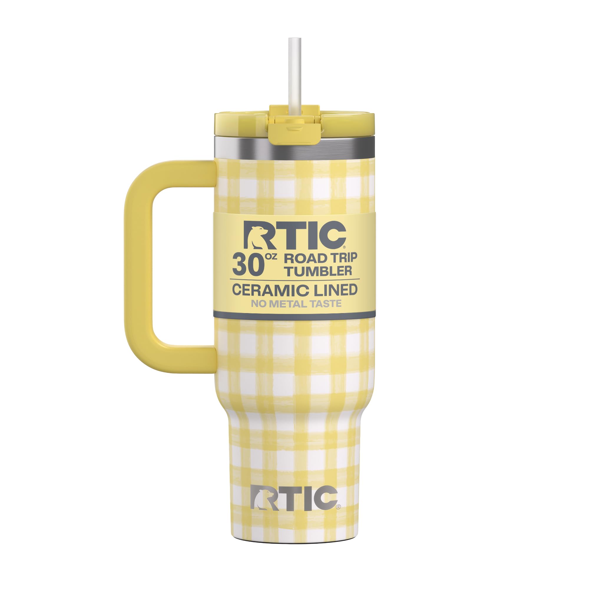 RTIC 40 oz Road Trip Tumbler Double-Walled Cermaic Lined Insulated Stainless Steel Portable Travel Coffee Mug Cup with Lid, Handle and Straw, Trailblazer
