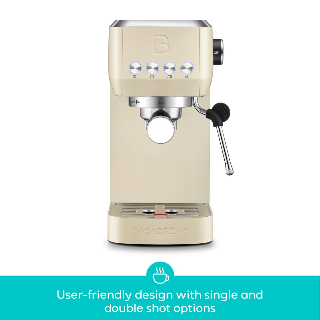 CASABREWS 3700 Essential Espresso Machine 20 Bar, Stainless Steel Cappuccino & Latte Coffee Maker with Steam Frother for Home, 43.9oz Water Tank, Silver
