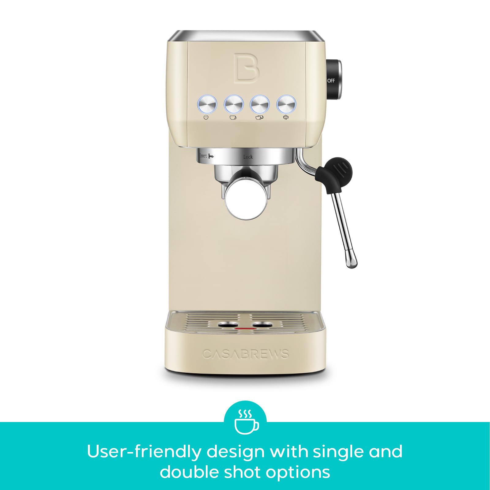 CASABREWS 3700 Essential Espresso Machine 20 Bar, Stainless Steel Cappuccino & Latte Coffee Maker with Steam Frother for Home, 43.9oz Water Tank, Silver