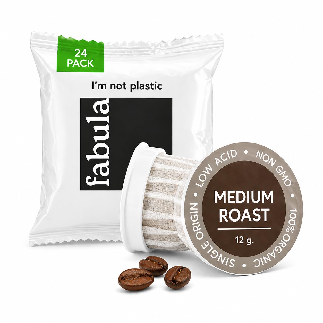 Fabula USDA Organic Coffee Pods for Keurig, Keurig 2 Machines, Medium Roast, Low Acid Coffee K-Cups, 24 Ct, Single Origin - Mold Free - Non-GMO Kcups, Compostable, Biodegradable