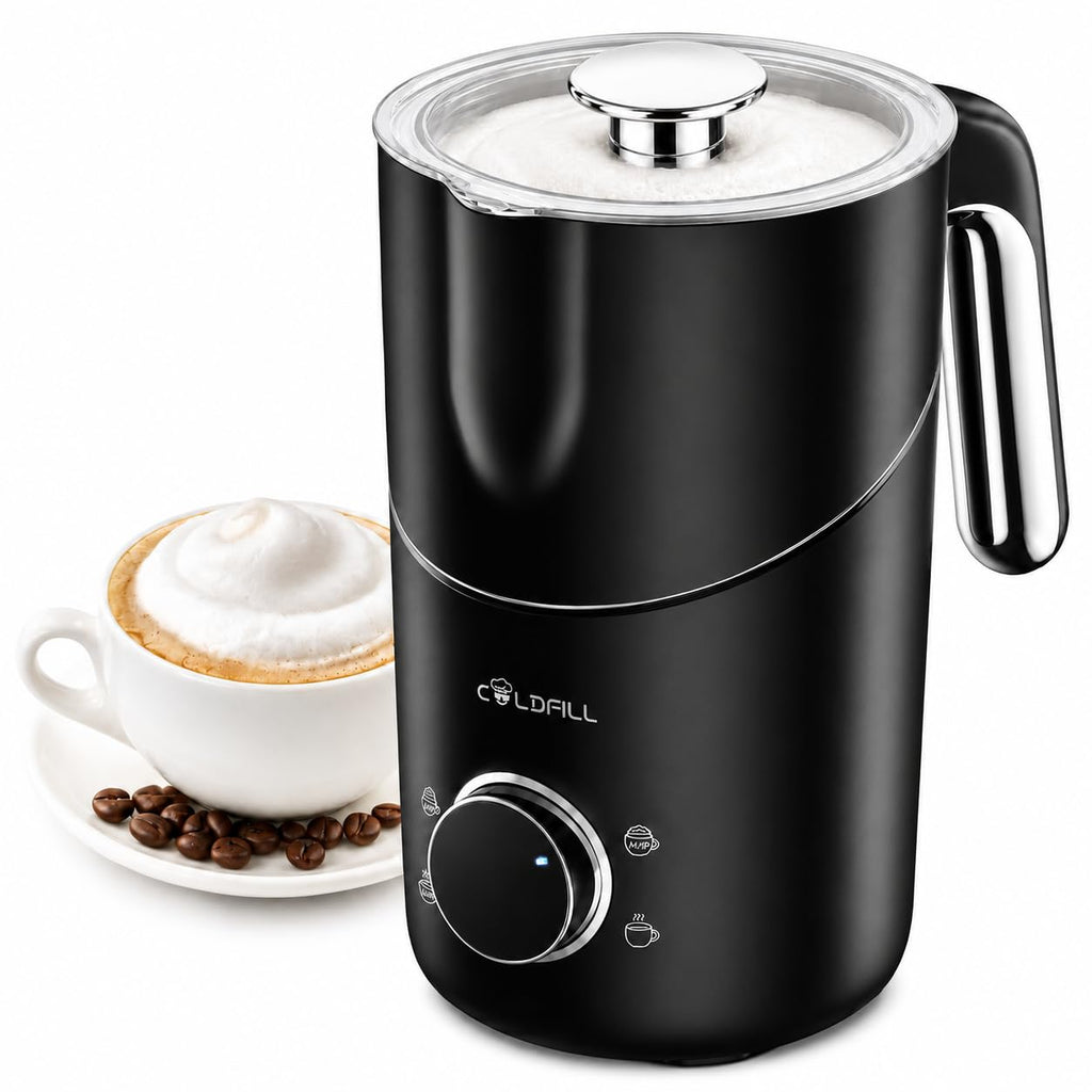 21.16oz/600ml Milk Frother, 8-in-1 Automatic Milk Frother and Steamer, Electric Hot & Cold Foam Maker, Ergonomic Grip Stainless Steel Detachable Frother for Coffee, Latte, Cappuccino