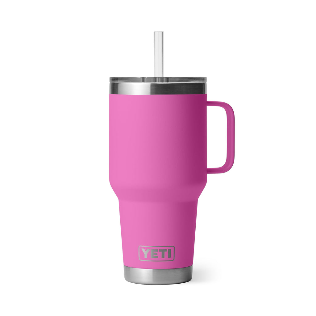 YETI Rambler 35 oz Tumbler with Handle and Straw Lid, Travel Mug Water Tumbler, Vacuum Insulated Cup with Handle, Stainless Steel, Moon Dust - Textured