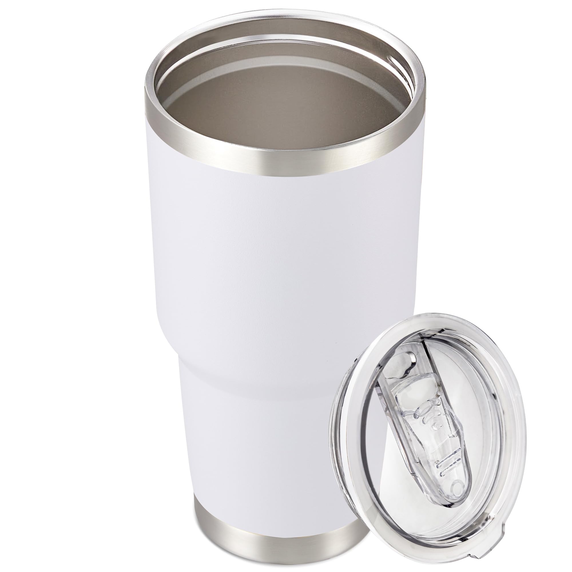 30 oz Tumbler with Lid Stainless Steel Tumblers Bulk Vacuum Insulated Cup Reusable Powder Coated Travel Mug Double Wall Leak Proof Cups Keep Cold Drinks for 12 Hours Black, Set of 8
