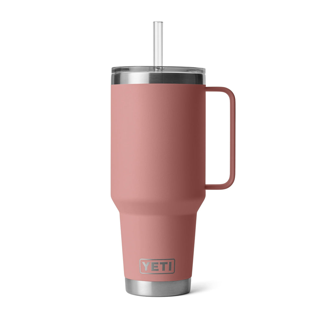 YETI Rambler 35 oz Tumbler with Handle and Straw Lid, Travel Mug Water Tumbler, Vacuum Insulated Cup with Handle, Stainless Steel, Moon Dust - Textured