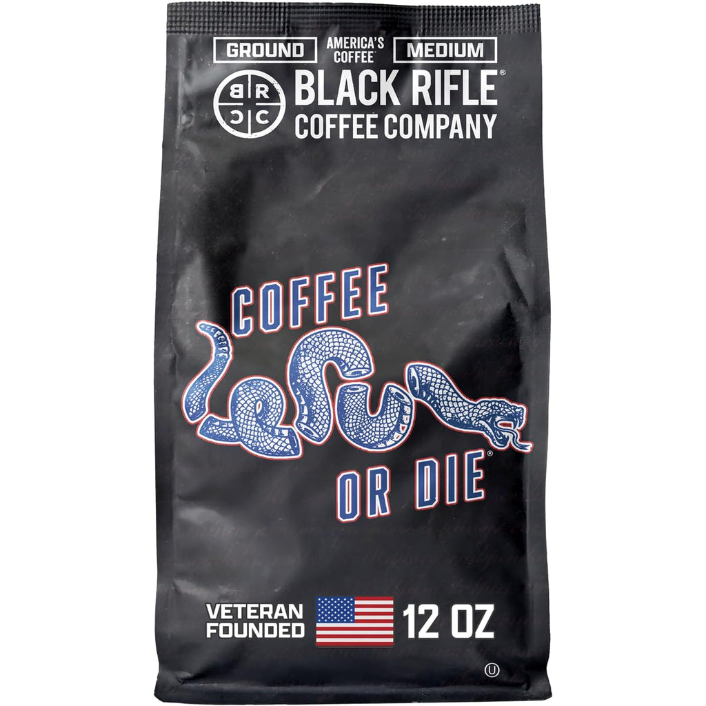 Black Rifle Coffee Company Just Black, 18oz Bag, Ground Coffee Medium Roast - Roasted Blend Made from Arabica Beans - Colombian & Brazilian Beans - Veteran Founded & American Made
