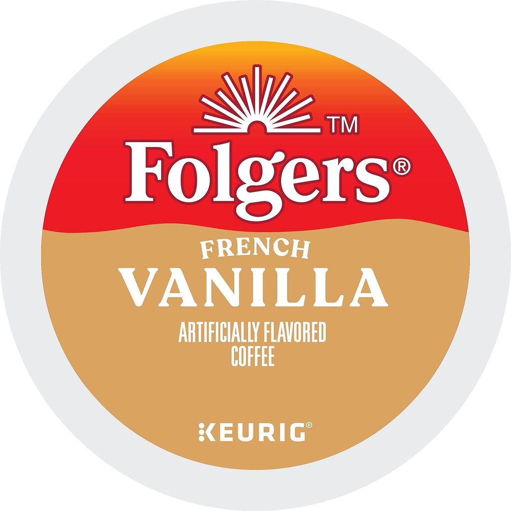 Folgers French Vanilla Artificially Flavored Coffee, Keurig K-Cup pods, 10 Count Box (Pack of 6)