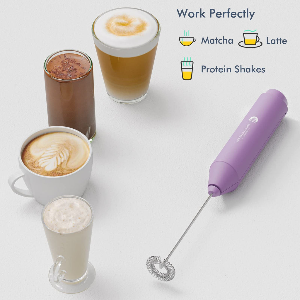 Powerful Milk Frother Handheld Foam Maker, Mini Whisk Drink Mixer for Coffee, Cappuccino, Latte, Matcha, Hot Chocolate, No Stand, Green