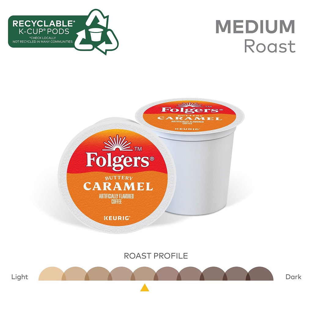 Folgers French Vanilla Artificially Flavored Coffee, Keurig K-Cup pods, 10 Count Box (Pack of 6)