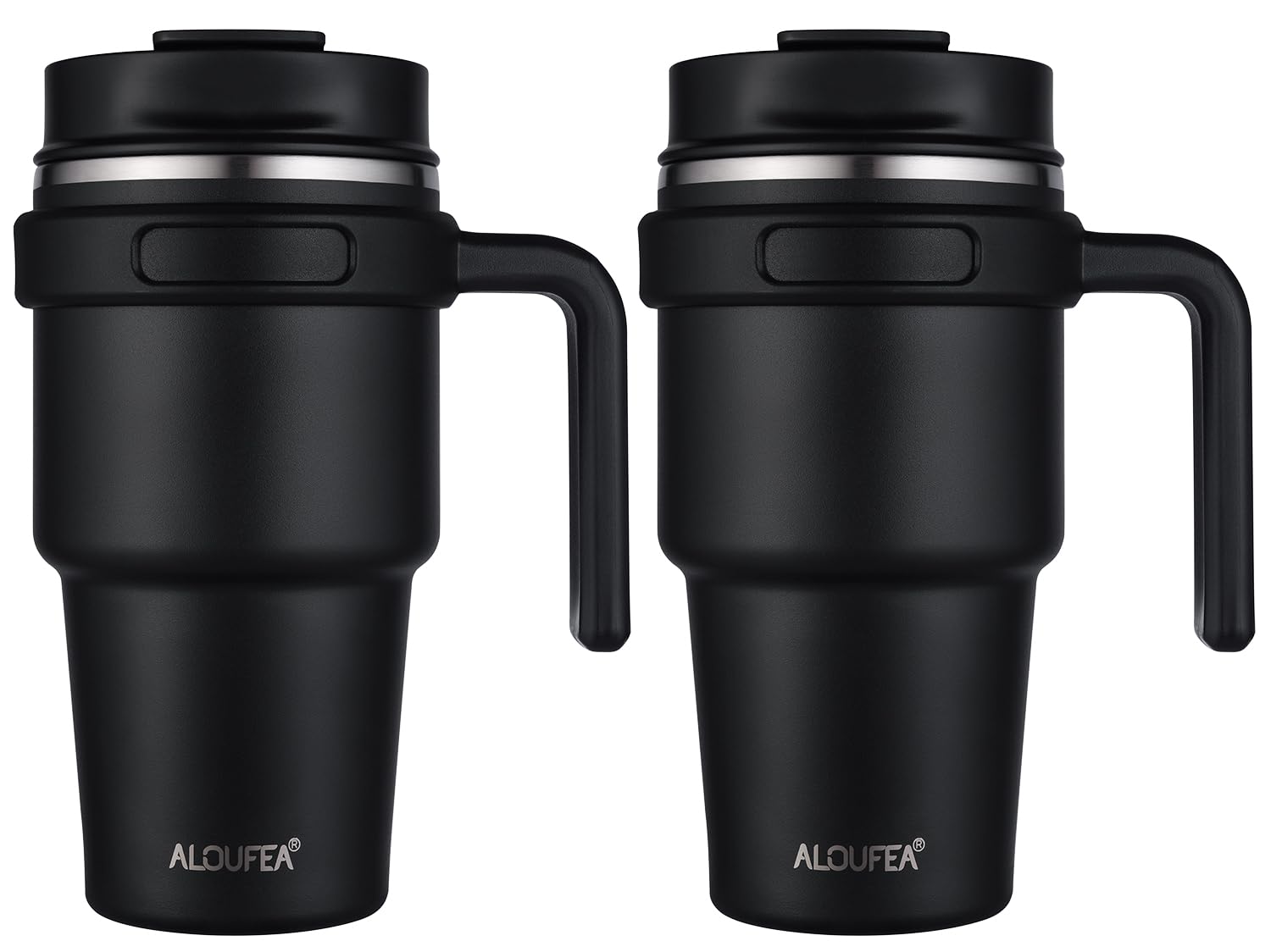 20 oz Insulated Coffee Mug Tumbler with Handle, Stainless Steel Travel Mug Tumbler with Lid and Straw,Double Wall Vacuum Leak Proof Ice Coffee Thermal Cup, Black