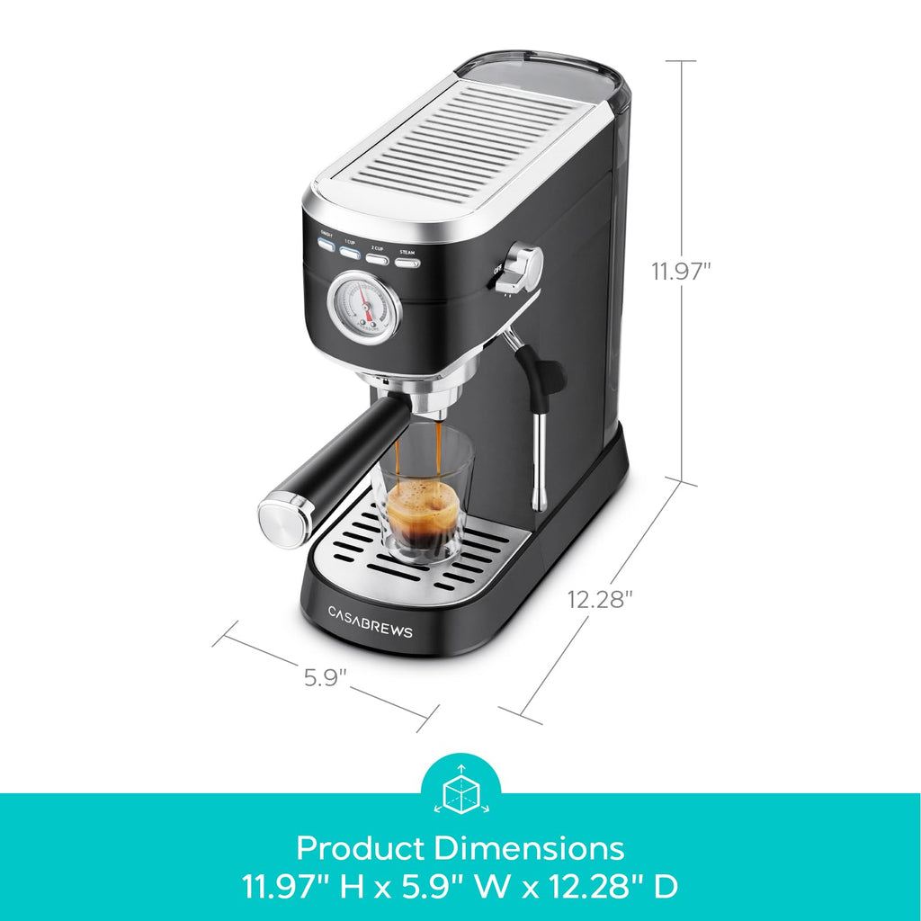 CASABREWS CM5418 Espresso Machine 20 Bar, Compact Espresso Maker with Steam Milk Frother, Stainless Steel Coffee Machine with 34oz Removable Water Tank for Cappuccino, Gift for Women or Men, Silver