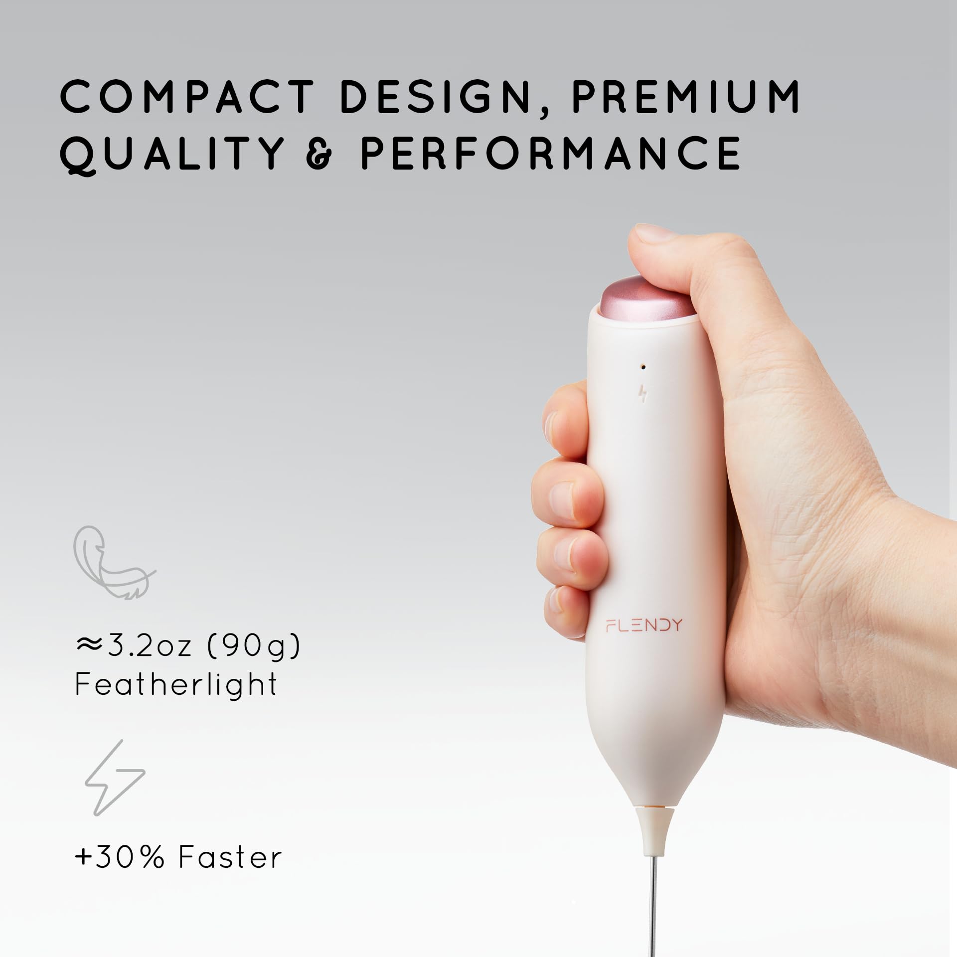 Flendy Rechargeable Milk Frother Handheld, Coffee Frother Handheld with USB-C Charging Stand, Electric Drink Mixer Handheld, Mini Electric Whisk Frother for Coffee, Matcha, etc