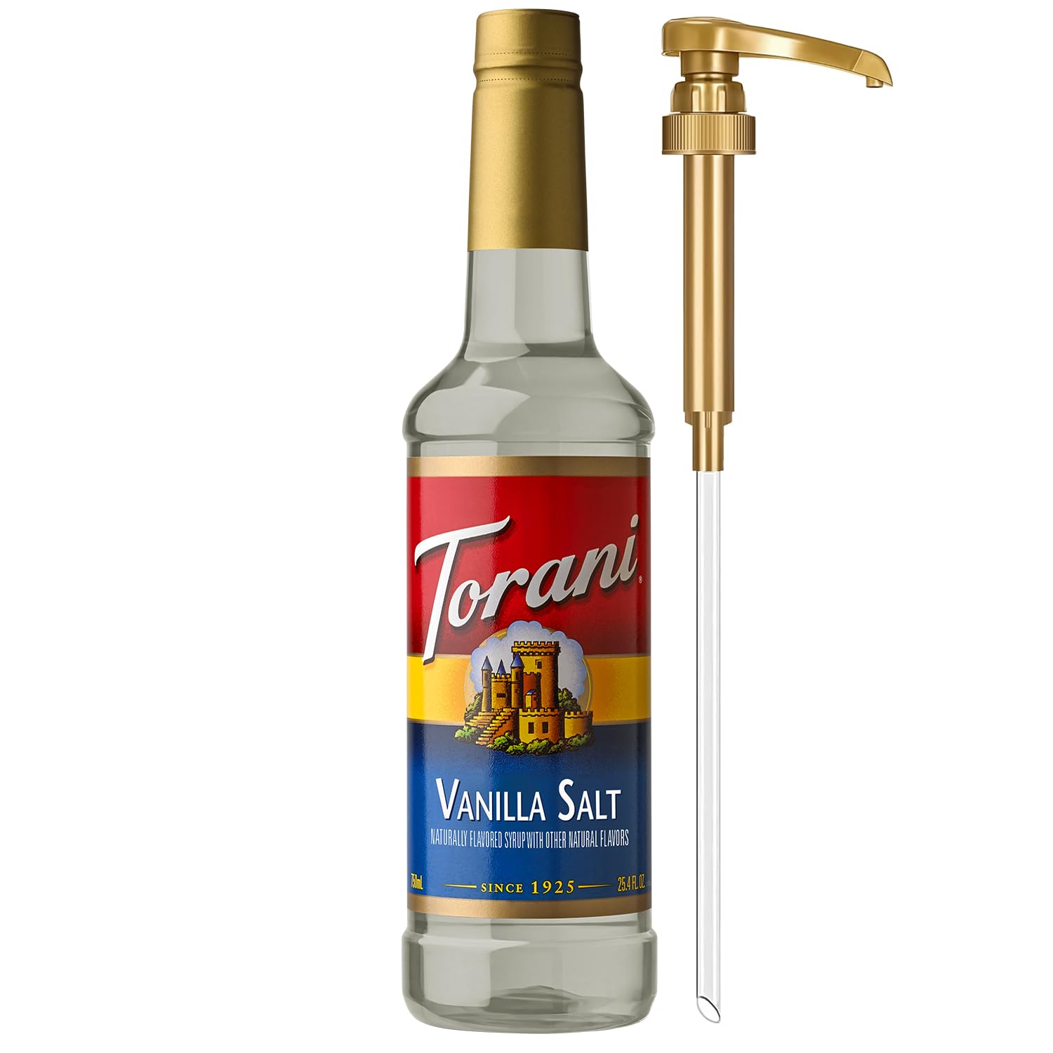 Torani Coffee Syrup, Vanilla Flavored Syrup for Drinks, Pump Included, 25.4 Fl Oz