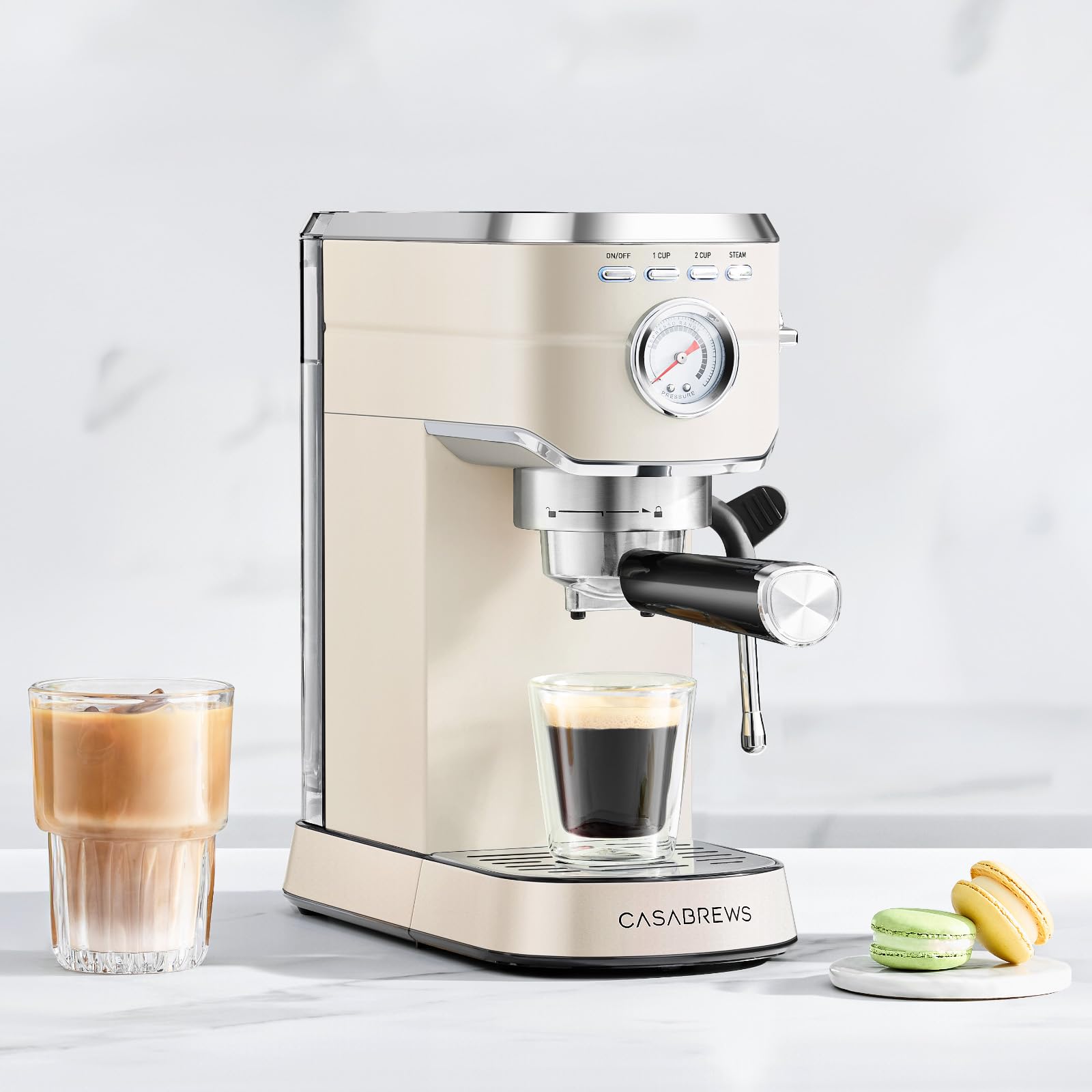 CASABREWS CM5418 Espresso Machine 20 Bar, Compact Espresso Maker with Steam Milk Frother, Stainless Steel Coffee Machine with 34oz Removable Water Tank for Cappuccino, Gift for Women or Men, Silver