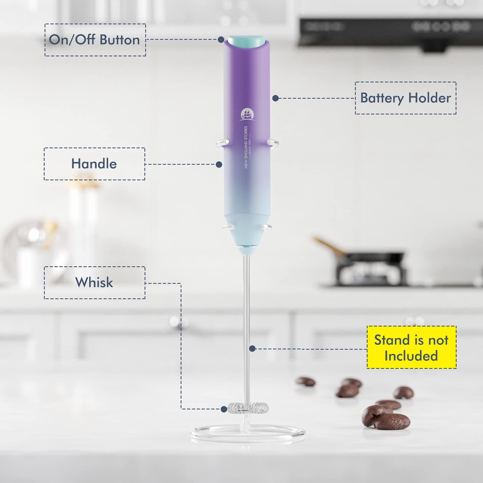 Powerful Milk Frother Handheld Foam Maker, Mini Whisk Drink Mixer for Coffee, Cappuccino, Latte, Matcha, Hot Chocolate, No Stand, Green