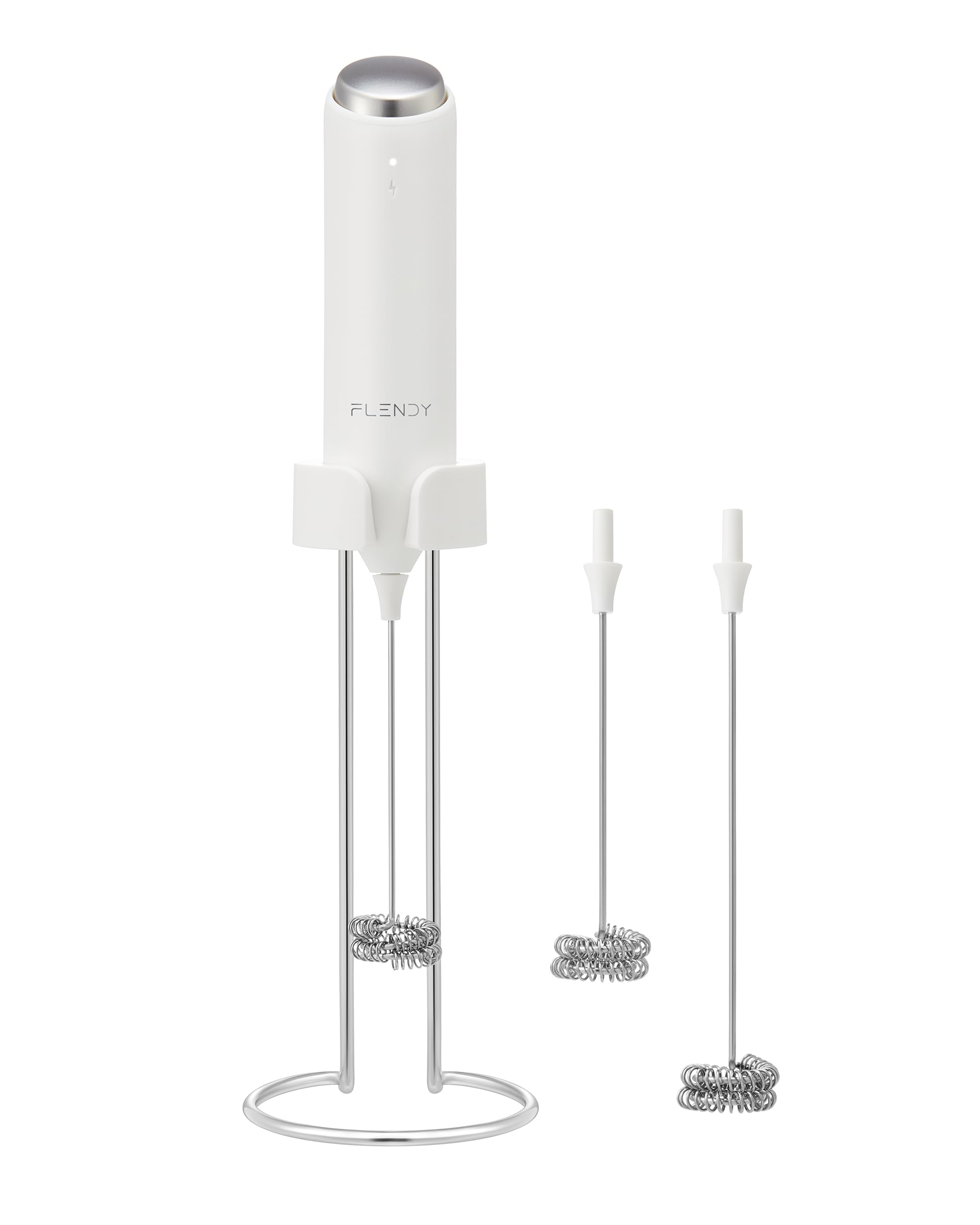 Flendy Rechargeable Milk Frother Handheld, Coffee Frother Handheld with USB-C Charging Stand, Electric Drink Mixer Handheld, Mini Electric Whisk Frother for Coffee, Matcha, etc