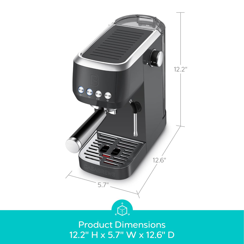 CASABREWS 3700 Essential Espresso Machine 20 Bar, Stainless Steel Cappuccino & Latte Coffee Maker with Steam Frother for Home, 43.9oz Water Tank, Silver