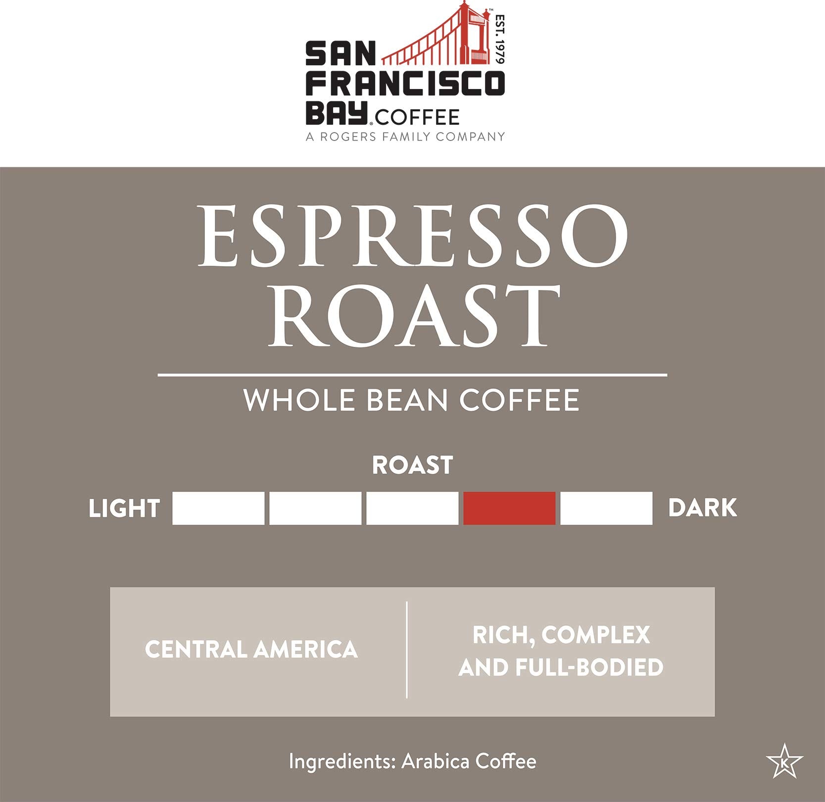 San Francisco Bay Coffee - Medium-Dark Roast Whole Bean Coffee - Fog Chaser (2 lb bag)