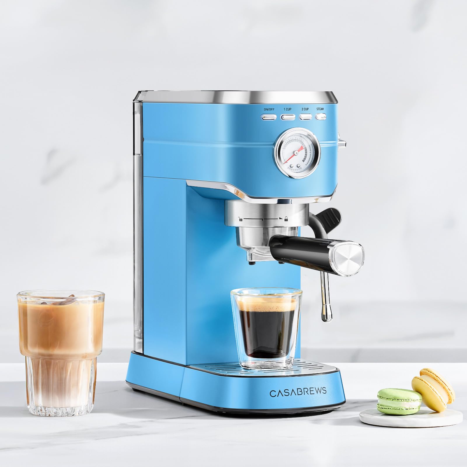 CASABREWS CM5418 Espresso Machine 20 Bar, Compact Espresso Maker with Steam Milk Frother, Stainless Steel Coffee Machine with 34oz Removable Water Tank for Cappuccino, Gift for Women or Men, Silver